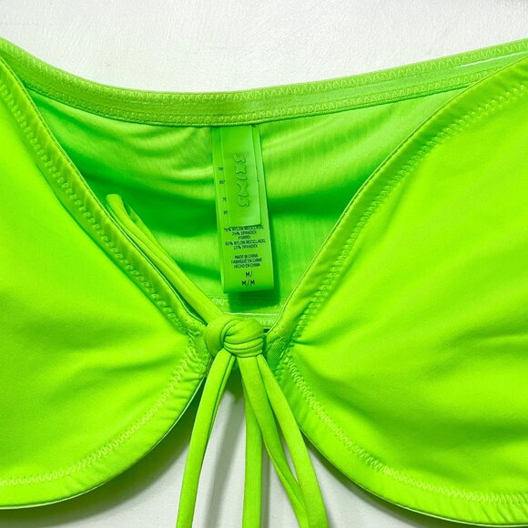 SKIMS Swim Long Sleeve Bikini Top in Neon Green Size M - Picture 6 of 8